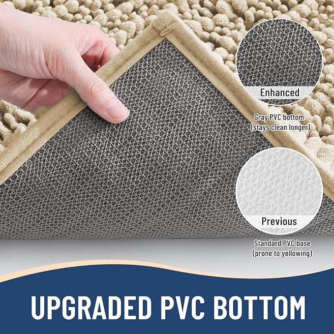 Arotive Luxury Chenille Bathroom Rug Mat, Extra Soft Thick Absorbent Shaggy Bath Rugs, Non-Slip Machine Wash Dry, Plush Bath Mats for Bathroom, Shower and Tub, 40x24, Beige