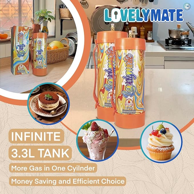 Whipped Cream Charger Tank 3.3L 2000G Whip Cream Charger Cylinder Food Grade Flavored (Tips Included) (6, Tropical Punch)
