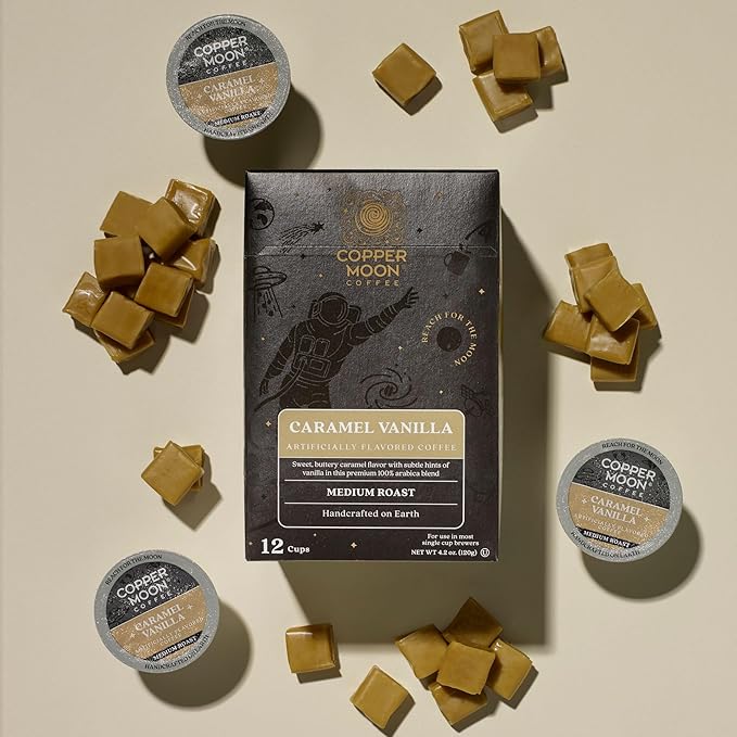 Copper Moon Single Serve Coffee Pods for Keurig K-Cup Brewers, Caramel Vanilla Blend, Medium Roast, 72 Count