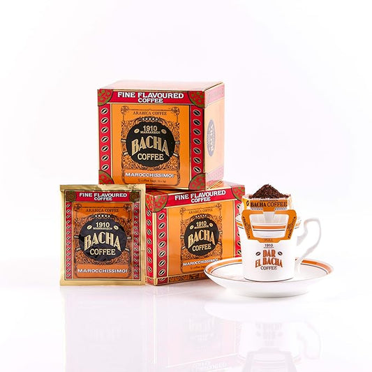 Bacha Coffee | Marocchissimo! Fine Flavoured, Medium Roast, 100% Arabica Specialty Coffee, 12 Coffee Drip Bags, Gift Box