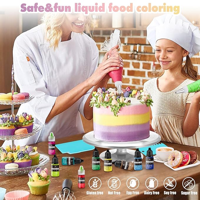 Food Coloring - Vibrant Liquid Icing Food Coloring Set for Baking, Cake Decorating, Easter Egg, Airbrush - Tasteless Food Color Dye for Fondant, Slime, DIY Crafts - 5.5 Fl.oz / 160ml Each (Lime)