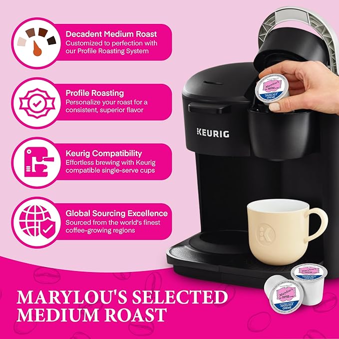 Marylou's Marylou’s Coffee – Hazelnut Creme Flavored Gourmet Coffee – Single Serve Coffee Pods, Compatible with Keurig Brewers – 12 Pods