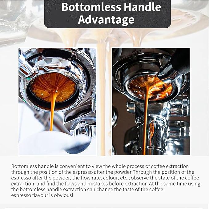 54mm Bottomless Portafilter with Filter Basket, Compatible with Breville Barista Express, BES880BSS, BES870XL, BES878BSS, BES500BSS, BES840XL, Pro, Touch, Bambino Plus, Infuser, Duo Temp Pro