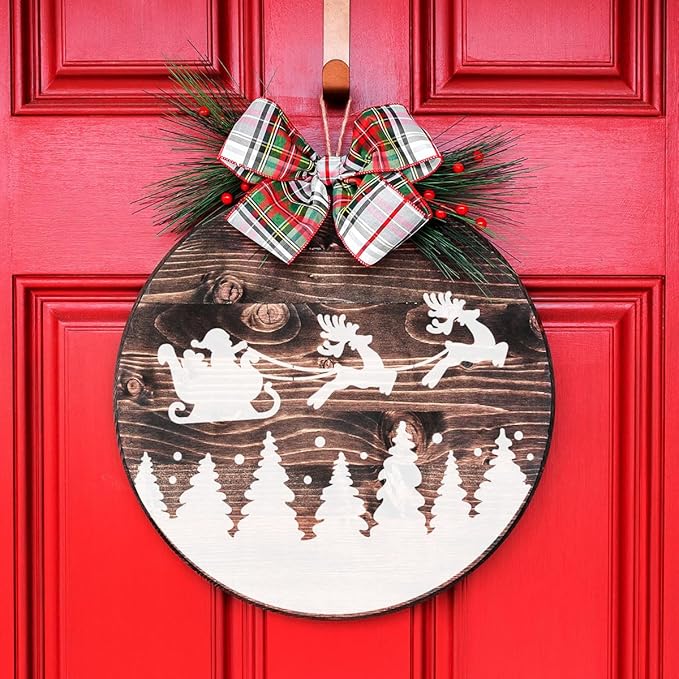 Christmas Stencils for Painting 12” Xmas Stencil for Wood Half Round Holiday Stencils Merry Christmas Let It Snow Templates for Porch Door Home Decor