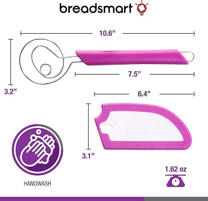 Artisan Bread Whisk and Bench Scraper Duo - Essential Dough Mixer Tools - Sourdough Bread Baking Supplies