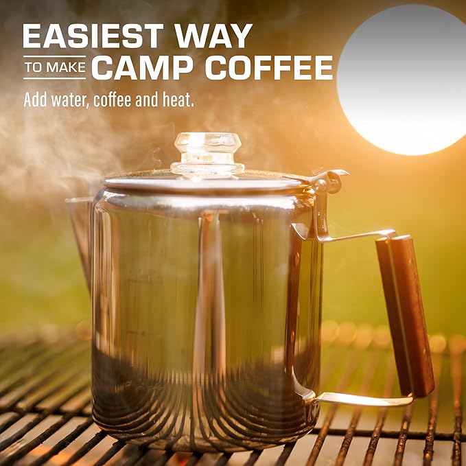 COLETTI Bozeman Percolator Coffee Pot — Coffee Percolator, Camping Coffee Pot – America’s Favorite Percolator – NO Aluminum or Plastic [6 cup]