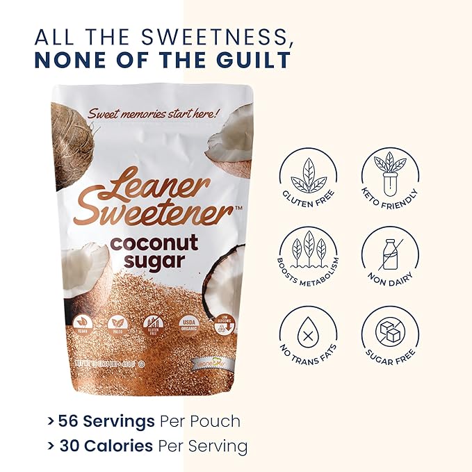 Leaner Creamer Non-Dairy Sugar Free Coffee Creamer Powder (Leaner Sweetener Pouch 16oz)
