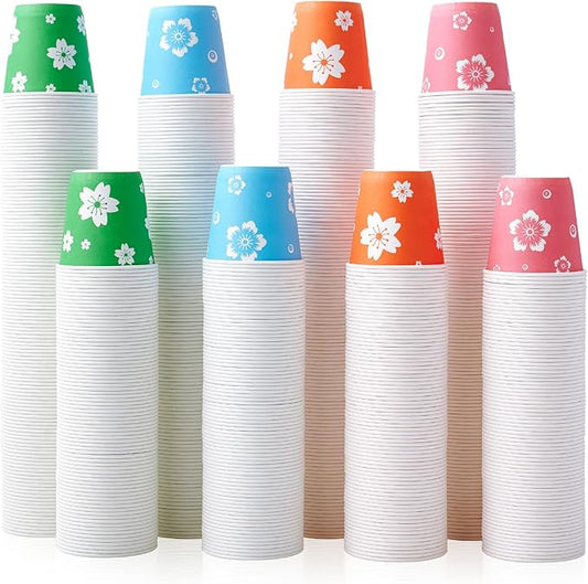 LITOPAK 800 Pack 3oz Disposable Bathroom Cups, Colorful Disposable Mouthwash Cups, Small Disposable Cups, Mini Paper Cups for Parties, Picnics, Barbecues, Travel and Events