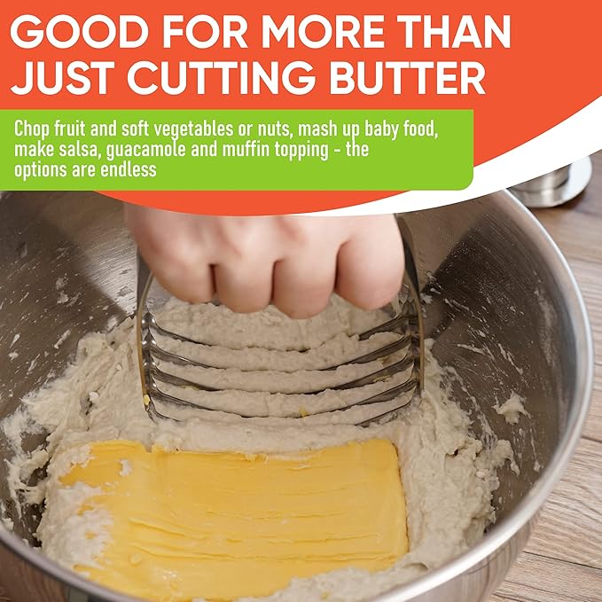 Spring Chef Dough Blender, Top Professional Pastry Cutter, Heavy Duty Baking Tool with Stainless Steel Blades, Medium Size, Mint