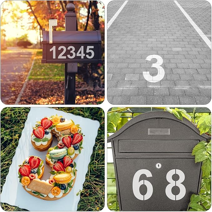 6 Inch Plastic Number Stencils - Reusable Digital Templates for Cake, Address, Painting