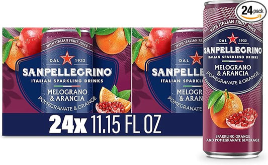 Sanpellegrino Italian Sparkling Drink Melograno And Arancia, Sparkling Orange And Pomegranate Beverage, 24 Pack Of Cans