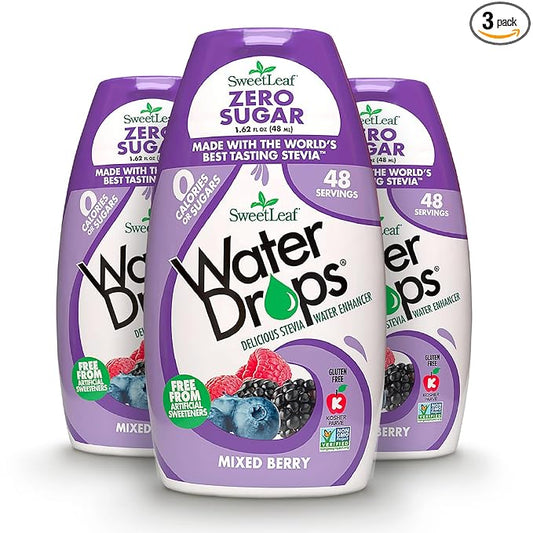 SweetLeaf Water Drops, Mixed Berry – Sugar-Free Water Enhancer Drops, Stevia & Monk Fruit Sweetener Water Flavoring, 1.62 Oz (Pack of 3)