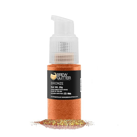 Bronze BREW GLITTER Edible Glitter For Drinks, Cocktails, Beer, Garnish Glitter & Beverages | KOSHER & HALAL Certified | 100% Edible & Food Grade | Vegan, Gluten, Nut Free (25g Spray Pump, Bronze)