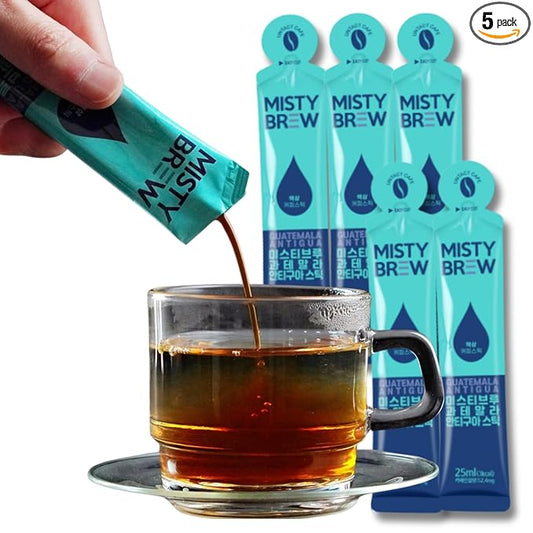 Cold Brew Coffee Concentrate liquid, Single Serve Coffee Sticks, MistyBrew, Imported from Korea, Premium coffee (5 sticks, Antigua)