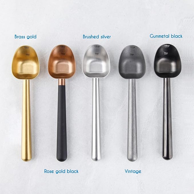 Easyworkz Stainless Steel Long Hollow Handle Coffee Scoop,7g Measuring Spoon for Ground Coffee and Loose Leaf Tea, Gunmetal Black