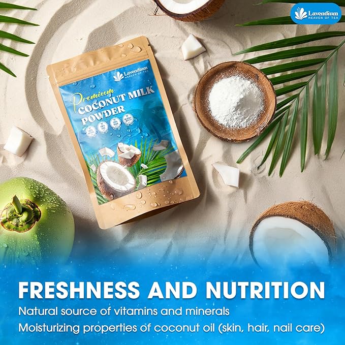 Lavendium, 40oz (2.5 lbs) Coconut Milk Powder, 100% Natural, Unsweetened, Perfect for Cake, Coffee, Tea, Creamer Alternative, No Additives, No Gluten, Vegetarian