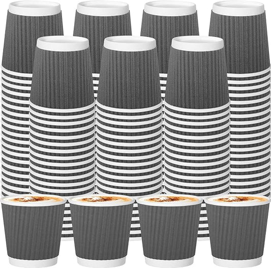 120 Pack Paper Espresso Coffee Cups, 4 oz Disposable Coffee Cups,Corrugated Insulated Ripple Wall, Paper Ripple Cup for Coffee, Hot Chocolate and Hot Tea Drinks -Gray