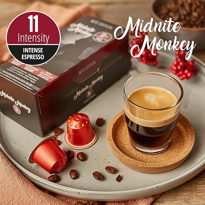 Nite Edition 40ct High Intensity Espresso Pack | Compatible with Nespresso | Dark Roast Coffee Pods | Aluminum Capsules | Intensity 11–12 | Single Serve