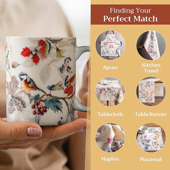 Maison d' Hermine Coffee Mug with Handles Fine Bone China Mugs Pack of Two Tea Cups for Hot Beverages Cappuccino Latte Home Restaurant Office Perfect for Gift (Equinoxe - Beige, 15 Ounce)