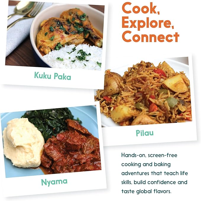 eat2explore Cooking Kits for Kids – Interactive & Educational Kids Cooking Sets Real for Ages 5 and Up,3 Recipe Cards & Global Ingredients – Fun Gift for Young Chefs (Kenya Edition)