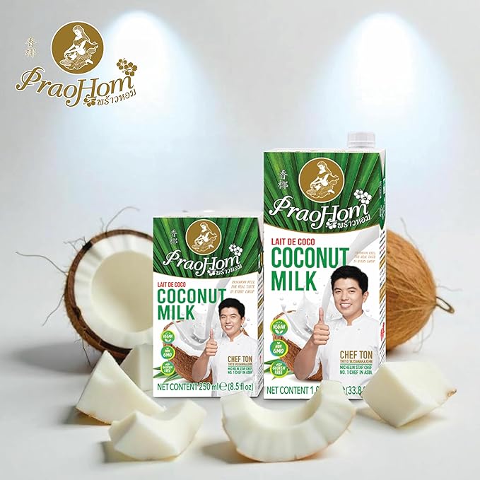 Praohom Coconut Milk 33.84 Fl Oz - Plant Based, Dairy Free Milk Alternative - Pure and Rich Thai Coconut Milk - No Added Sugar - Ideal for Cooking and Baking (1 Liter (Pack of 6))