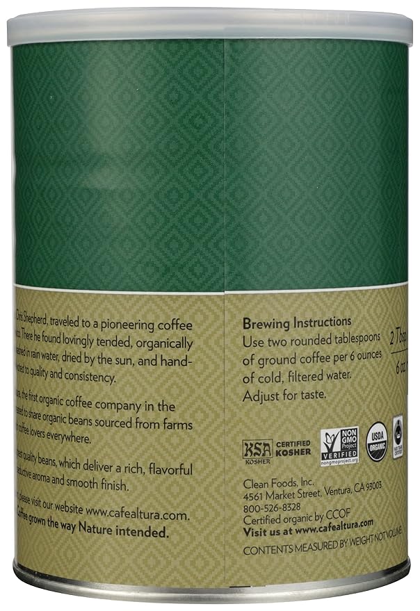 Cafe Altura Ground Organic Coffee, Fair Trade Classic Roast, 12 oz Can