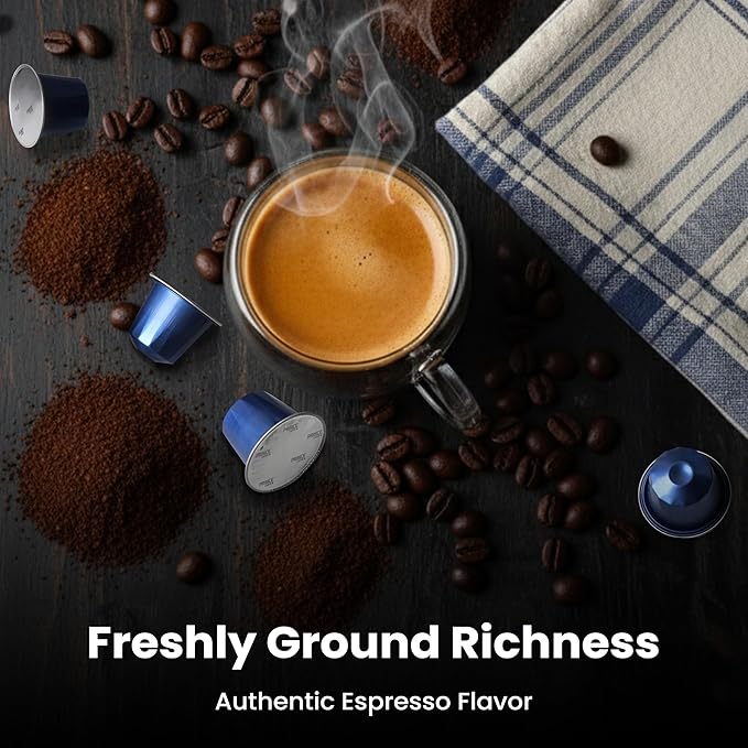 Prince Caffe Espresso Pods – Premium Intensity 8, Medium-Dark Roast, The Espresso Coffee Pods Are Compatible with Nespresso Original Line Machines, 30 Count (3 x 10 Capsules) Premium Quality Coffee Capsules.