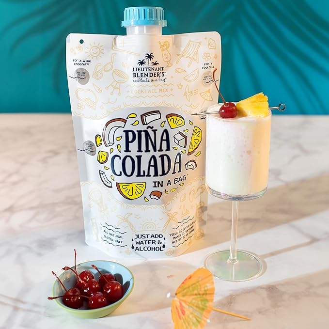 Lt. Blender's Pina Colada in a Bag – Pina Colada Drink Mix - Each Bag Makes 1/2 Gallon of Slushie Pina Colada Mix – Cocktail Mix - Make a Cocktail, Wine Slushie or Mocktail - (Pack of 1)