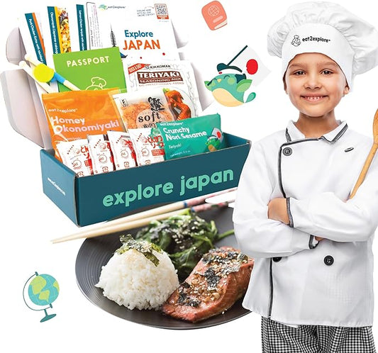 eat2explore Cooking Kits for Kids – Interactive & Educational Kids Cooking Sets Real for Ages 5 and Up,3 Recipe Cards & Global Ingredients – Fun Gift for Young Chefs (Japan Edition)