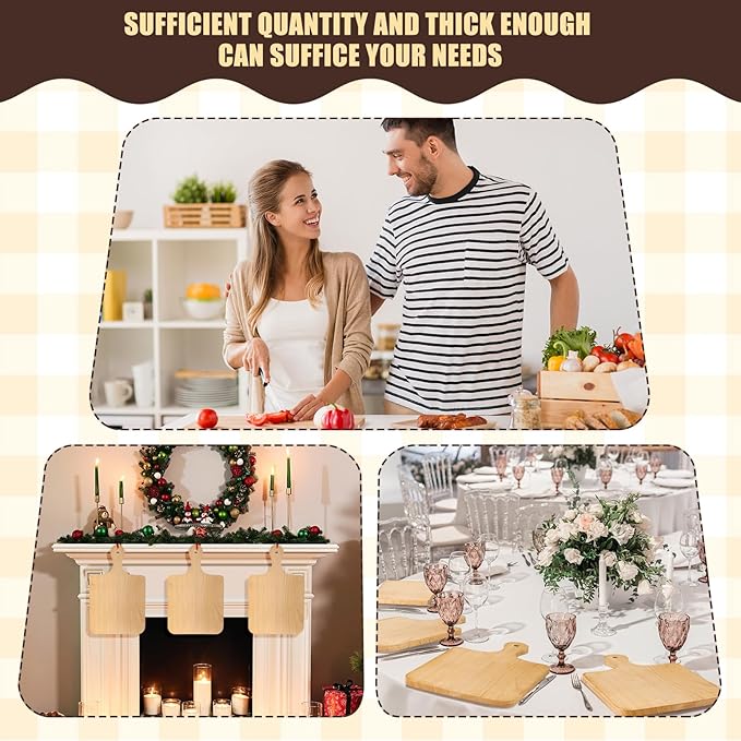 Lounsweer 6 Pcs Thicken Cutting Board Bulk Wood Board for Chopping Serving Charcuterie Material for Laser Engraving Mother' Day Wedding Housewarming Gift