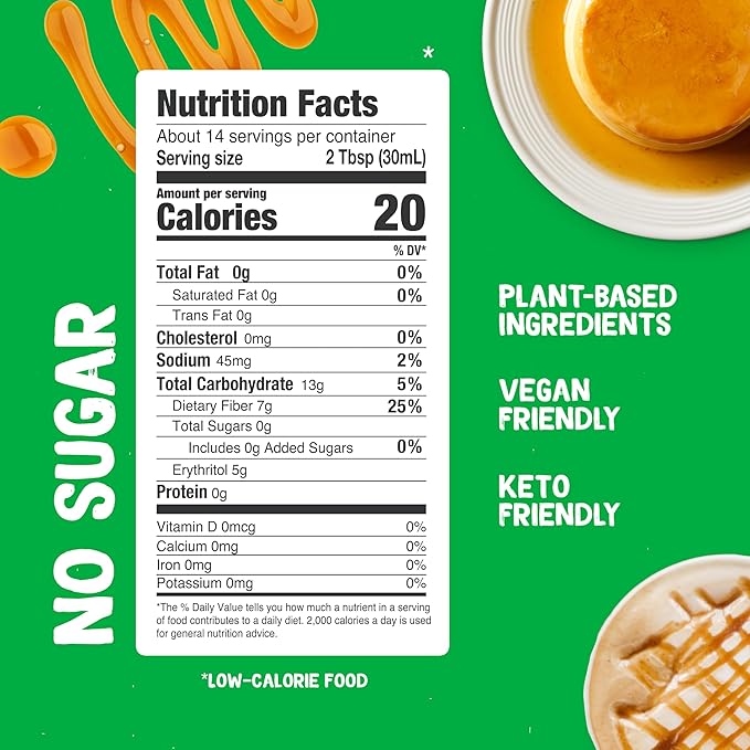 Pyure Organic Caramel Flavored Syrup, Zero Sugar, 1 Net Carb Keto Syrup, Gluten-Free, Organic Plant-Based Sugar Free Caramel Syrup for Vegan Keto Friendly Food, 14 Oz (Pack of 5)
