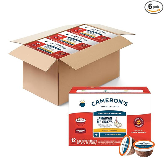 Cameron's Coffee Single Serve Pods, Jamaican Me Crazy Blend, 12 Count (Pack of 6)