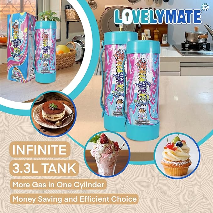 Whipped Cream Charger Tank 3.3L 2000G Whip Cream Charger Cylinder Food Grade Flavored (Tips Included) (8, Fruit pop)