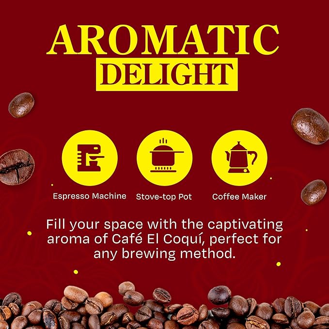 El Coquí Dark Roast Espresso Ground Coffee, Rich, Ground Coffee, Authentic Puerto Rican Style Coffee, Vacuum Sealed, Ground Espresso Beans, 8.83 oz (4 pack)