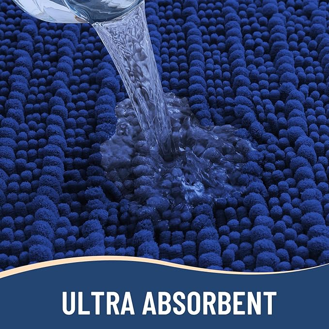 Arotive Luxury Chenille Bathroom Rug Mat, Extra Soft Thick Absorbent Shaggy Bath Rugs, Non-Slip Machine Wash Dry, Plush Bath Mats for Bathroom, Shower and Tub, 24x16, Royal Blue