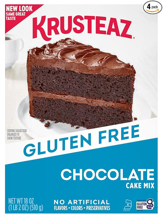 Krusteaz Gluten Free Chocolate Cake Mix, No Artificial Flavors, Colors, or Preservatives, 18 Ounce(Pack of 4)