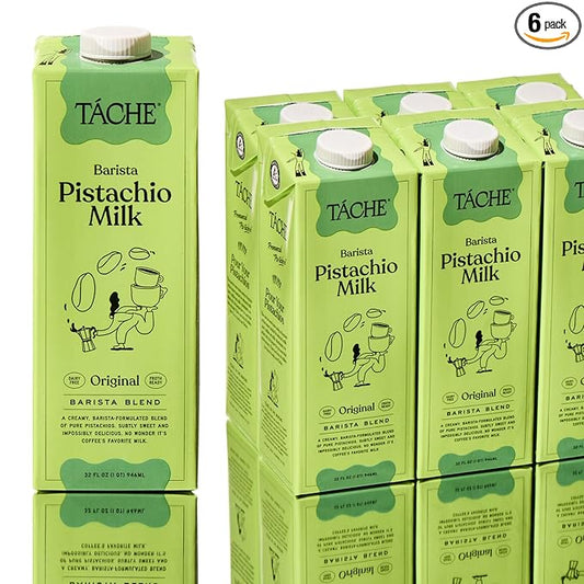 Táche Pistachio Milk, Original Vegan Barista Pistachio Creamer with No Added Oil, Frothy, Perfect Pistachio Cream for Coffee and Lattes, Plant-Based Dairy Alternative, (32oz, 6-Pack)