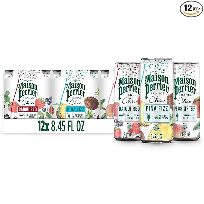 Maison Perrier Chic Variety Pack Flavored Sparkling Beverage, Low Calorie, Mocktails, 12-Pack