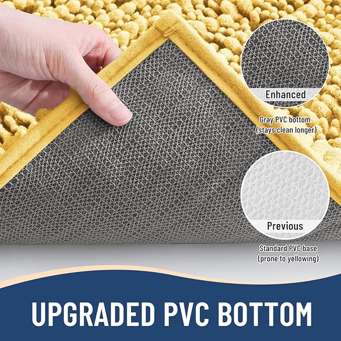 Arotive Luxury Chenille Bathroom Rug Mat, Extra Soft Thick Absorbent Shaggy Bath Rugs, Non-Slip Machine Wash Dry, Plush Bath Mats for Bathroom, Shower and Tub, 59x35, Yellow