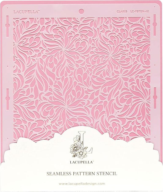 Cake Stencil - Seamless Delicate Pattern for Decorating Tall Double Barrel Cake to Use with Buttercream, Royal Icing, Ganache, Paint, Airbrush (Claris)