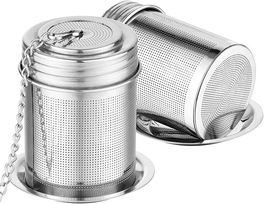 2Packs Tea Filter,Cooking Infuser with Extra Fine Mesh Tea Ball Strainers Threaded Connection 304 Stainless Steel with Extended Chain Hook to Brew Loose Leaf Tea,Spices & Seasonings