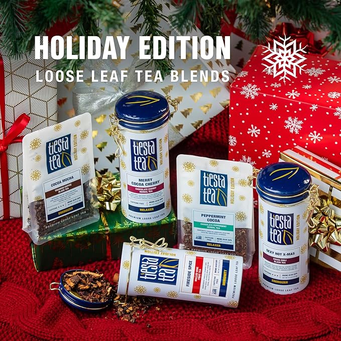 Tiesta Tea - Merry Cocoa Cherry Loose Leaf Tea, Chocolate Cherry Herbal Blend, Non-Caffeinated, Brew Hot or Iced, Makes up to 25 Cups, Resealable Bulk Pouch, 2 Ounce