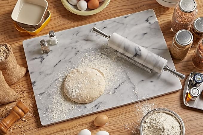 JEmarble Pastry Board 16x20 inch with Non-Slip Rubber Feets for Stability Perfect for Keep the Dough Cool and Chocolate Tempering(Premium Quality)