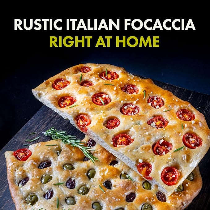 Let’s Bake Bread Organic Focaccia Baking Mix - Soft, Flavorful Italian Bread at Home - USDA Organic, Non-GMO, No Additives, Easy Home Baking, Golden Crust, Fluffy Texture - 17.64 oz (1 Pack)