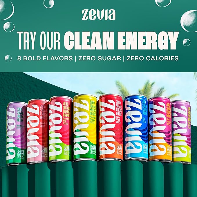 Zevia Zero Sugar Soda, Grape, 12 oz Cans (24-Pack) – Naturally Sweetened, Zero Calorie Sugar Free Soda - Non-GMO Project Verified, Gluten-Free, Vegan