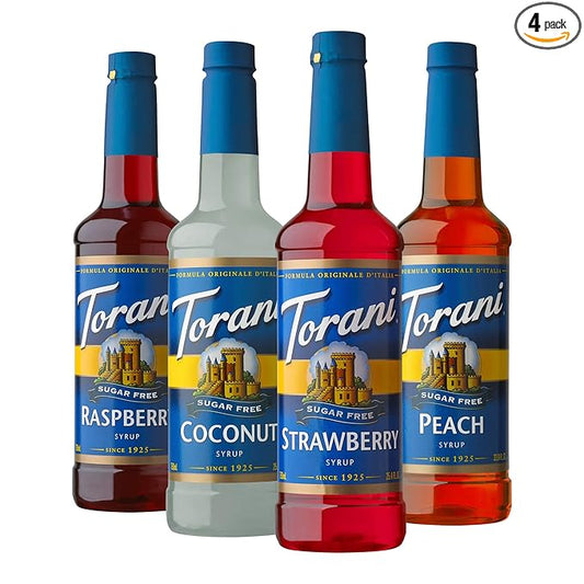 Torani Sugar Free Syrup, Soda Flavors Variety Pack, 25.4 Ounce (Pack of 4)