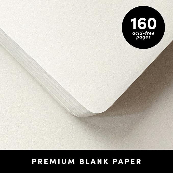 PAPERAGE Blank Journal Notebook, (Navy), 160 Pages, Medium 5.6 in x 8 in - 100 GSM Thick Paper – Hardcover Journaling Notebook for Work, School, Note Taking or Sketching