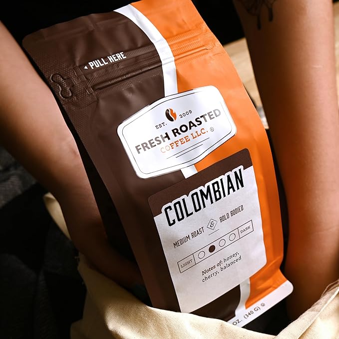 Fresh Roasted Coffee,100% Colombian, 2 lb (32 oz), Medium Roast, Kosher, Ground
