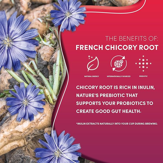 Teeccino Mocha Chicory Coffee Alternative, 1.1 Pound - Ground Herbal Coffee That’s Prebiotic, Caffeine-Free & Acid Free, Medium Roast