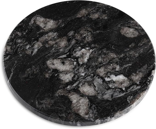 Koville Brazilian Natural Marble Cutting Board for Kitchen, 11" Round Hand Crafted Marble Slab for Cheese, Charcuterie, Pastry Board - Wedding Gift, House Warming Gift(Blue Fantasy)